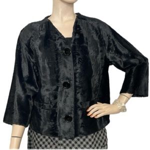 1950s Franklin Simon Black Velvety Fur Jacket